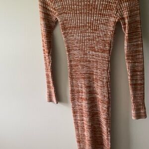 Forever 21 Brown and Cream Long Sleeve Bodycon Dress